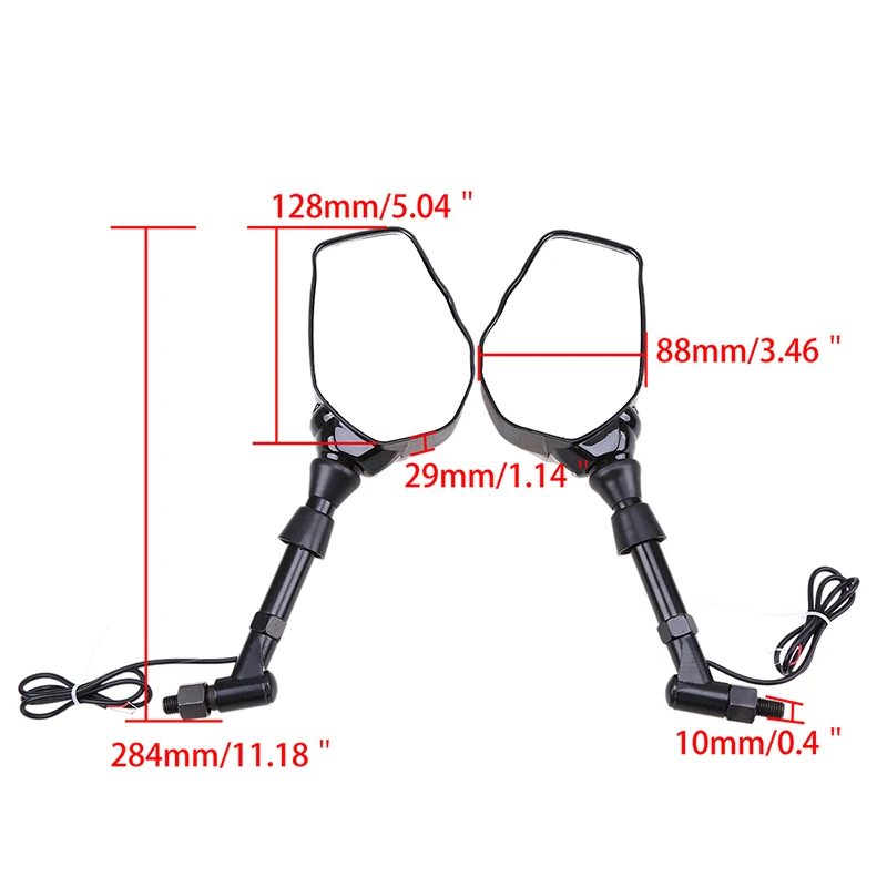Зеркало заднего вида для мотоцикла POSSBAY 10 мм с черепом СВЕТОДИОДНЫЙ ПОВОРОТНЫЙ