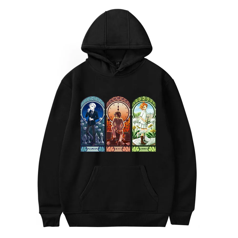

Пуловеры с капюшоном AnimeThe-Neverland для мальчиков и девочек, уличная одежда в стиле Харадзюку, спортивный костюм большого размера для косплея, о...