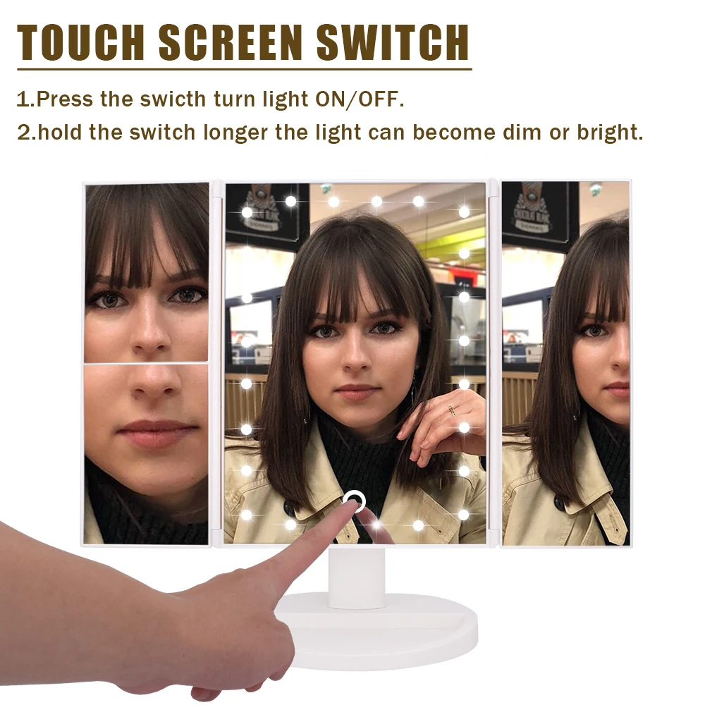 

24 LED Magnifier Makeup Light 2X 3X Magnifying Mirror Bedroom 180 Degree Shaft Touch Switch Plug-In Usb Cable