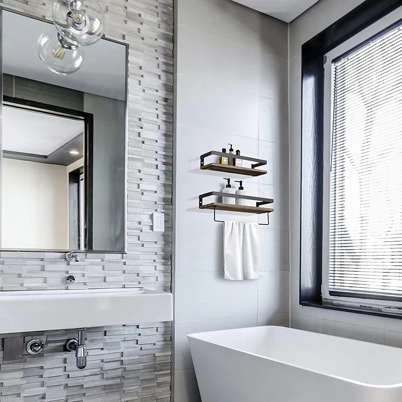 Полка для хранения ванной комнаты настенный набор из 2 Деревенское дерево