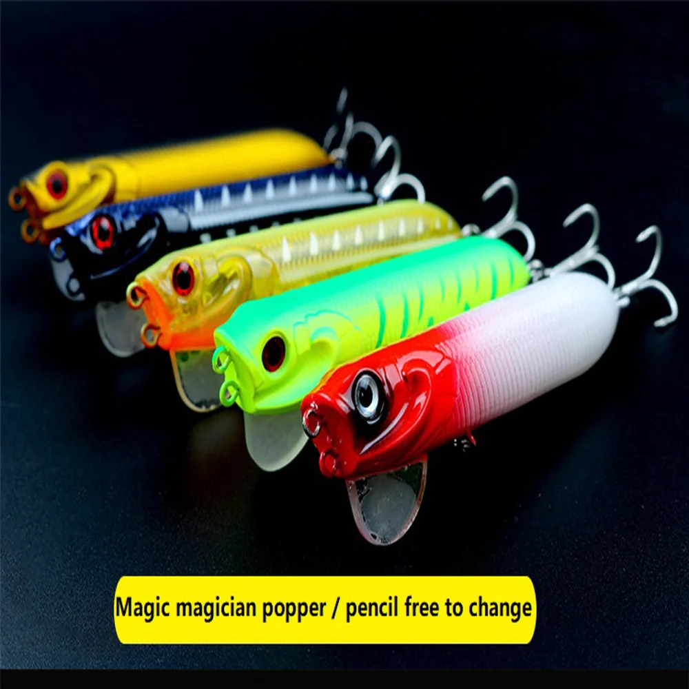 1pcs Water surface magician Hard Pencil Wobblers Popper Lures 9.5cm/18g Artificial 3D eyes Bait Snake Walker Lure Fishing Tackle | Спорт и