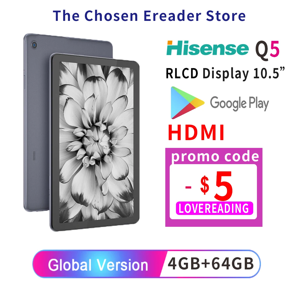 Hisense Q5 10.5 Inch Ink Rlcd Alternative Screen Tablet Protect Eye Androidd10  Single Sim HDMI Ebook Reader Kindle