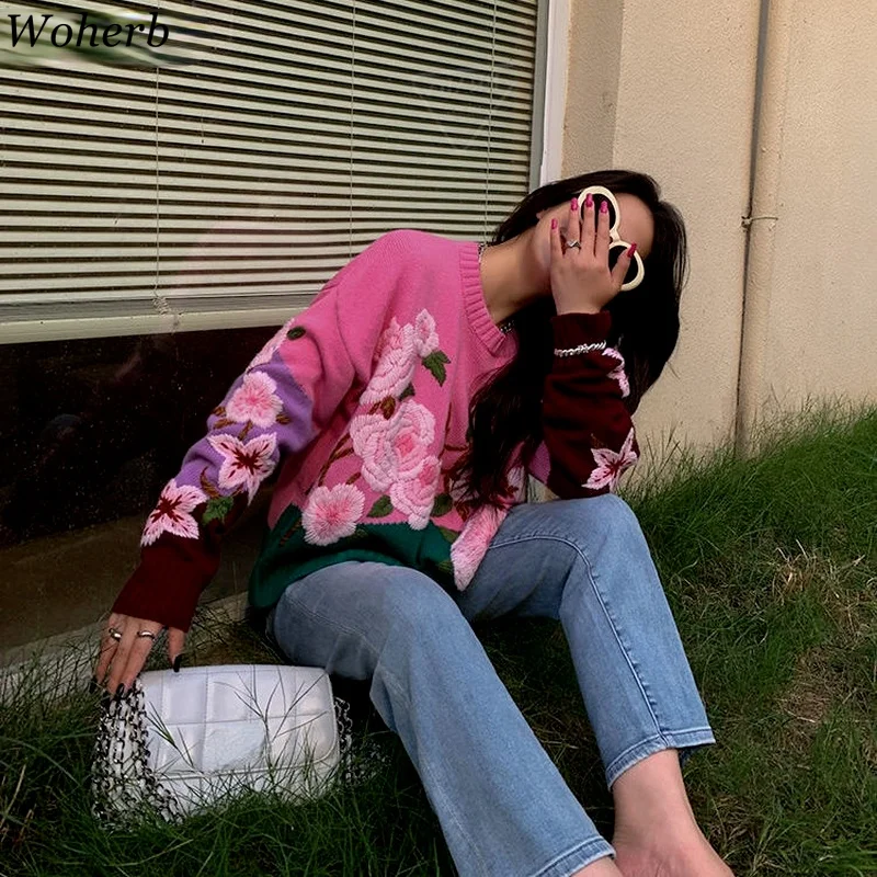 Свитер женский трикотажный с круглым вырезом осень | Женская одежда