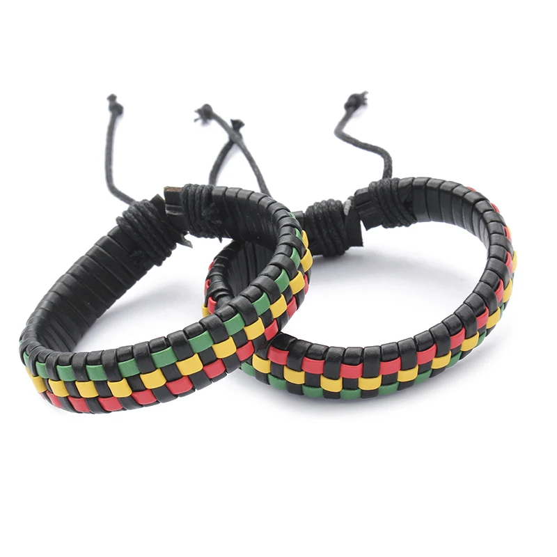 Ямайский кожаный браслет с изображением марихуаны ручной работы 1 шт. этнический