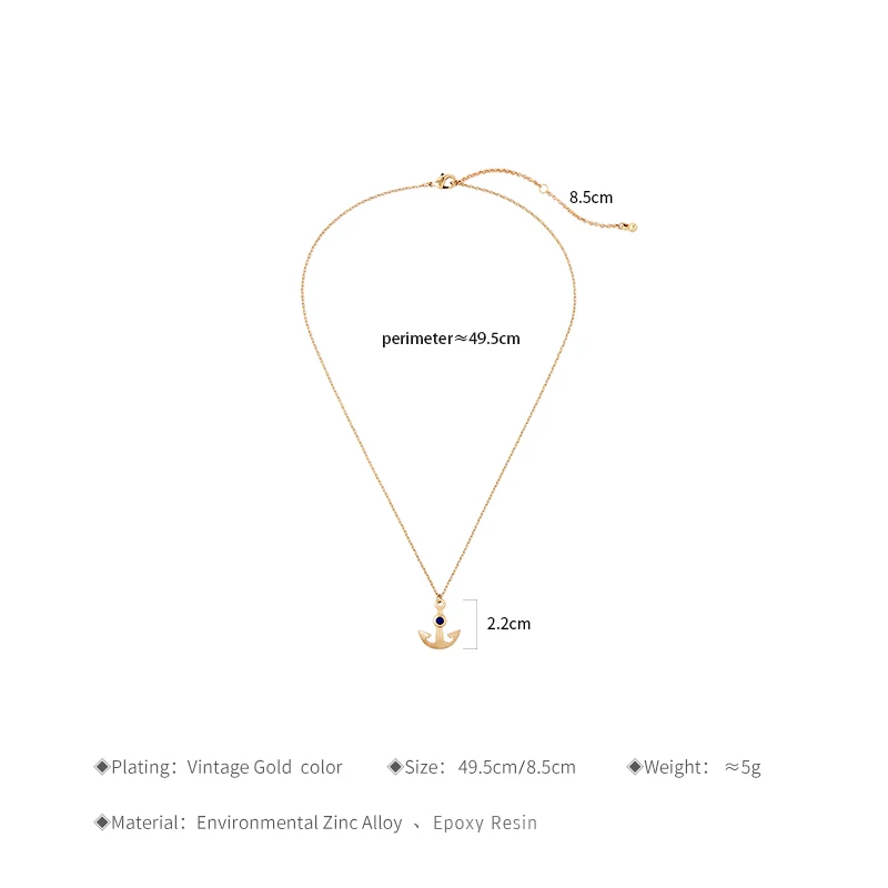 Уникальный орнамент из смолы Винтажный Золотой Цвет якорь кулон ожерелье для