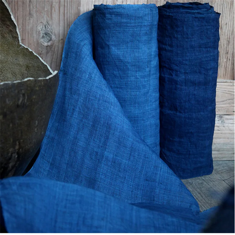 

PVDF9 Indigo Plants Dyed 100% Ramie Fabrics Bedding/Clothings/Sashiko/Patchwork/Decoration/Door Curtain Blue Cotton Fabrics