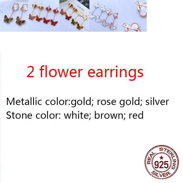 

S925 sterling silver earrings simple personality fashion style hypoallergenic four-leaf clover butterfly shape to give gift