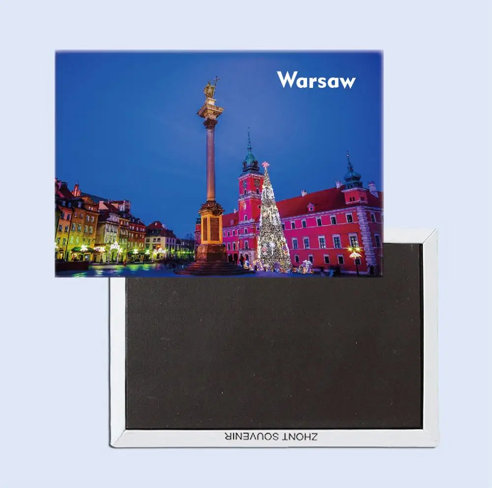 Подарки для путешествий в Варшаве Польша 78*54 мм Сувенирный магнит на холодильник
