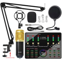 professional audio dj 10 sound card set bm800 900 mic studio condenser microphone for karaoke podcast recording live streaming