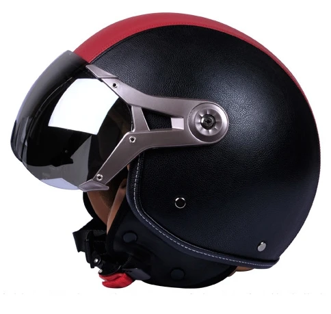 black red Мужской и Женский мотоциклетный шлем, мотоциклетный шлем Chopper 3/4, винтажный шлем с открытым лицом, мотоциклетный шлем Casco Capacete - Цвет: black red
