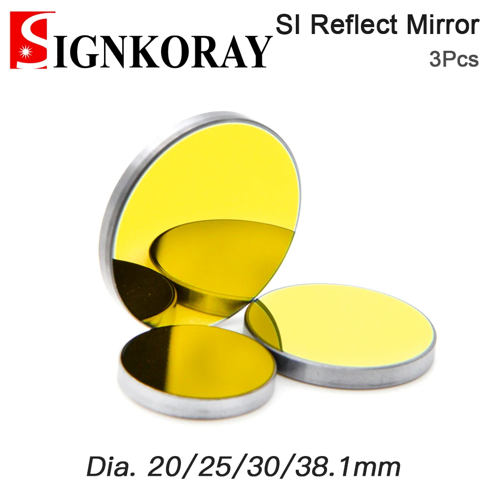 

SignKoray 3 шт. Co2 Лазерное Si отражающее зеркало для лазерной гравировки Позолоченные силиконовые отражающие линзы диаметр 19 20 25 30 38,1 мм