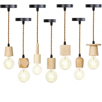 nordic simple style wooden led pendant lights hanging lamp chandelier light dining room kitchen island bedroom home decorative