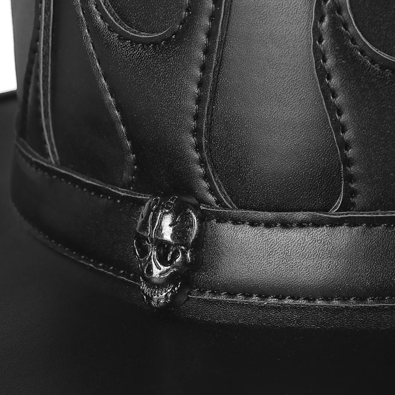 

Шляпа Чумного доктора в стиле стимпанк из искусственной кожи черная волшебная шляпа с плоским верхом и пламенем для Хэллоуина Косплей Кост...