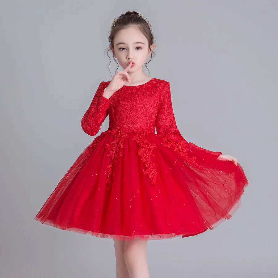 Детское платье принцессы с длинным рукавом для девочек Модное детское на день