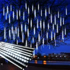 Капли дождя светильник 50 см 384 светодиодный Метеоритный светильник Рождественский Сказочный фон гирлянда сосульки светильник для сада дерево вечерние праздничного декора