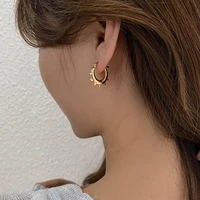 stainless steel sun flower punk earring for women rivet ear studs spike hoop circle piercing earrings studs fashion jewelry gift
