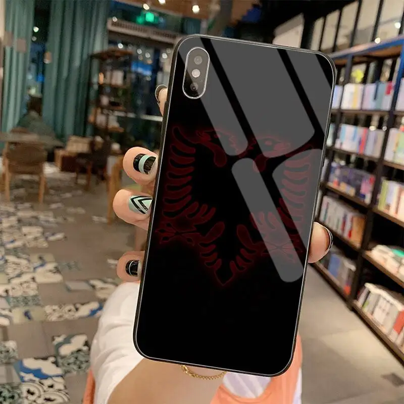

NBDRUICAI albania flag Soft Phone Case Capa Tempered Glass For iPhone 11 Pro XR XS MAX 8 X 7 6S 6 Plus SE 2020 case