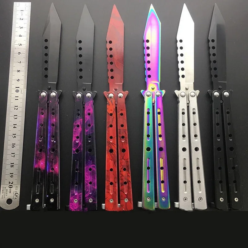 Красочный нож-бабочка из нержавеющей стали тренировочный нож игровой тусклый