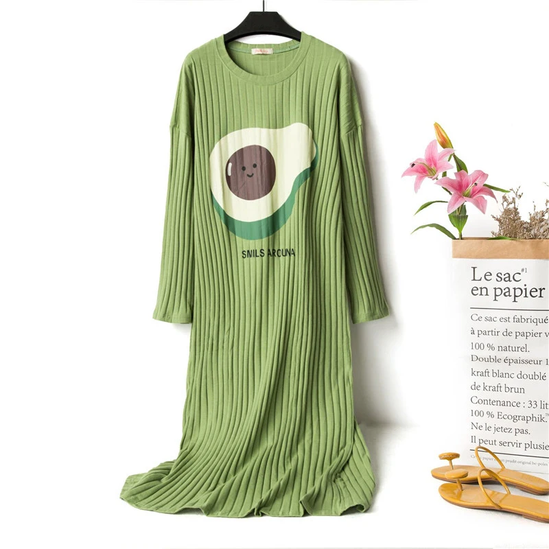 Осенне зимние свободные ночные рубашки большого размера для женщин длинная