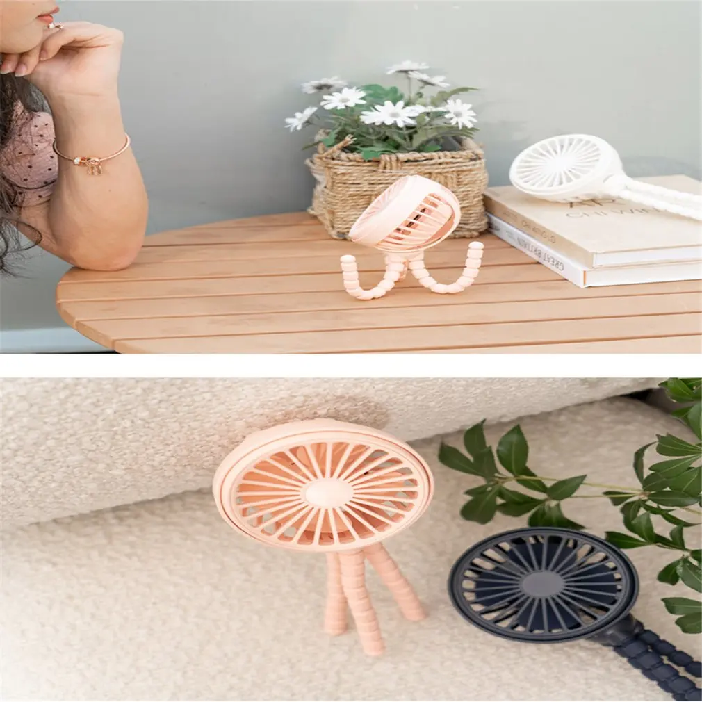

Mini Hand-held Octopus Clip Fan Foldable Storage Design 360 Rotation Function Portable Clip Silent USB Fan with Flexible Tripod