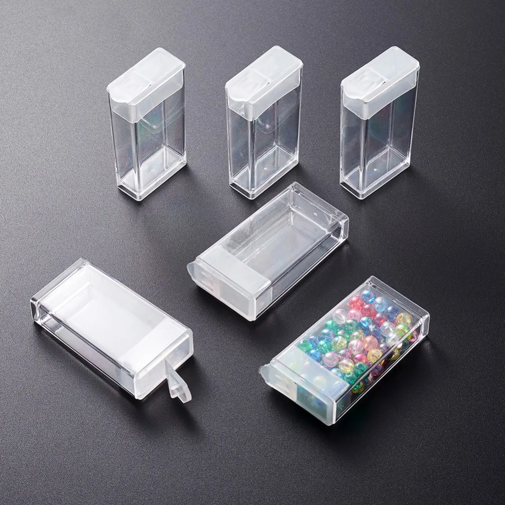 

192pcs Transparent Clear Plastic Bead Storage Containers Rectangle Clear 50x27x12mm Hole: 9x10mm