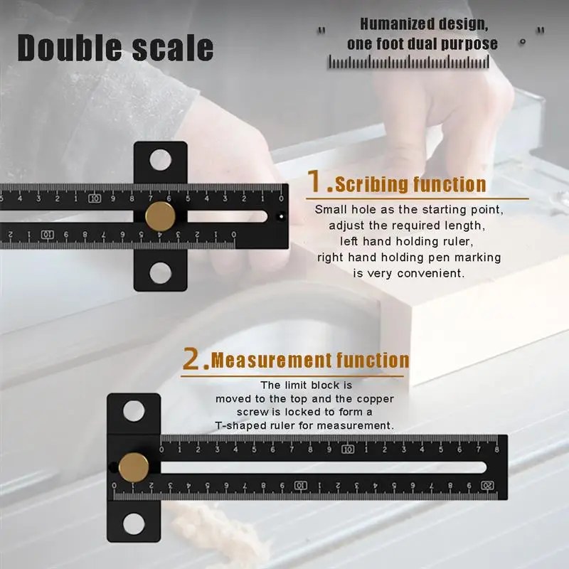 

Aluminum Alloy 180/280mm Scale Metric Measure Scribing Ruler T Shape Woodworking for Woodworking repair tools