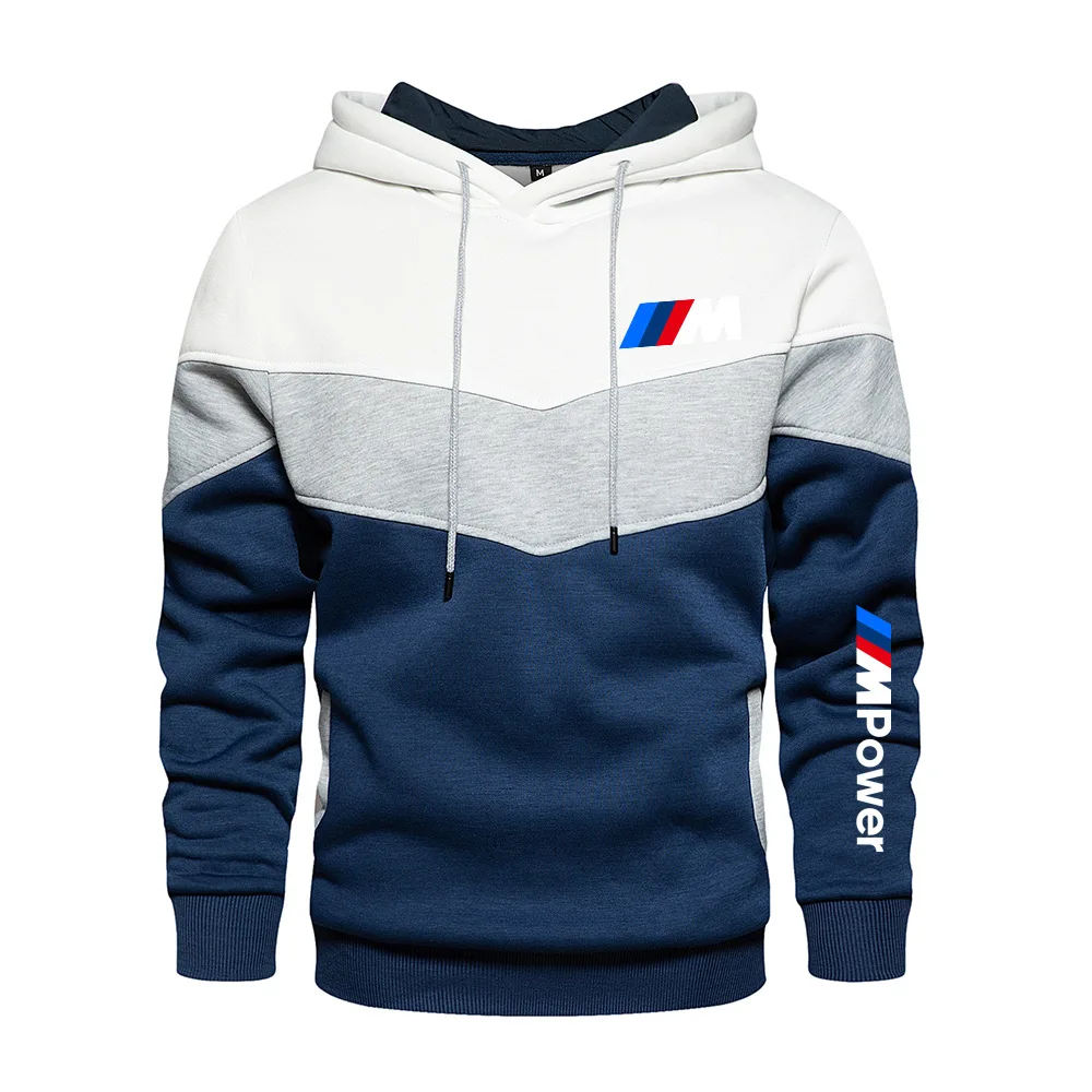 

Men's Hooded BMW Color Fashion Sweatshirt Long Sleeve Autumn Spring Ccasual Hoodies Sports Patchwork Sweatshirts