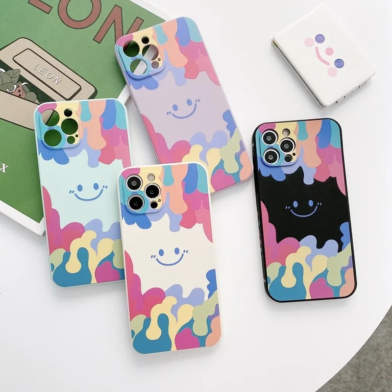 summer ice cream smile face phone case for iphone 12 mini 13 11 pro max x xr xs max 7 8 plus se 2 luxury cartoon silicone cover free global shipping