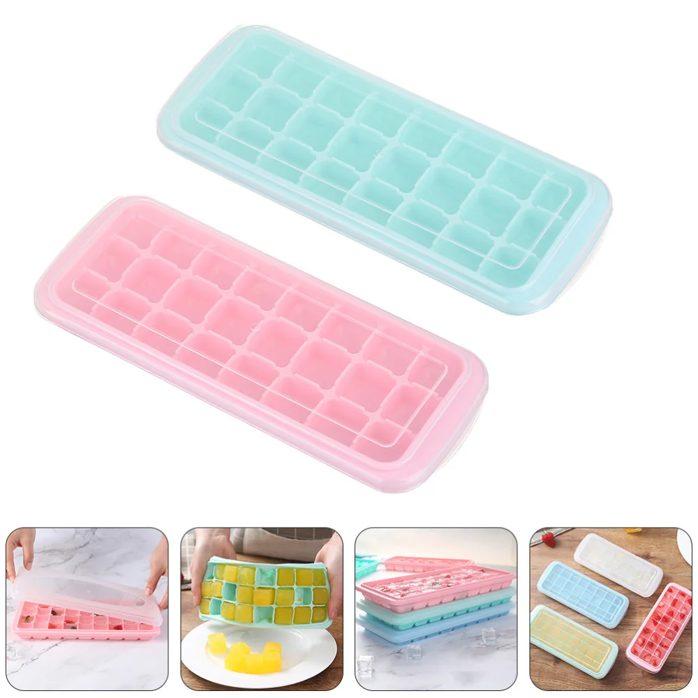 

2pcs Silicone Ice Cube Trays with Lids Ice Cube Molds Ice Cuber Popsicle Makers