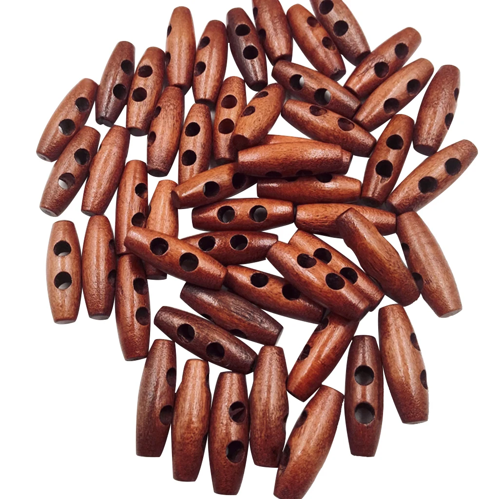 2 Holes Scrapbooking Sewing Wood Toggle Buttons Oval 50Pcs 30 x 10mm | Дом и сад