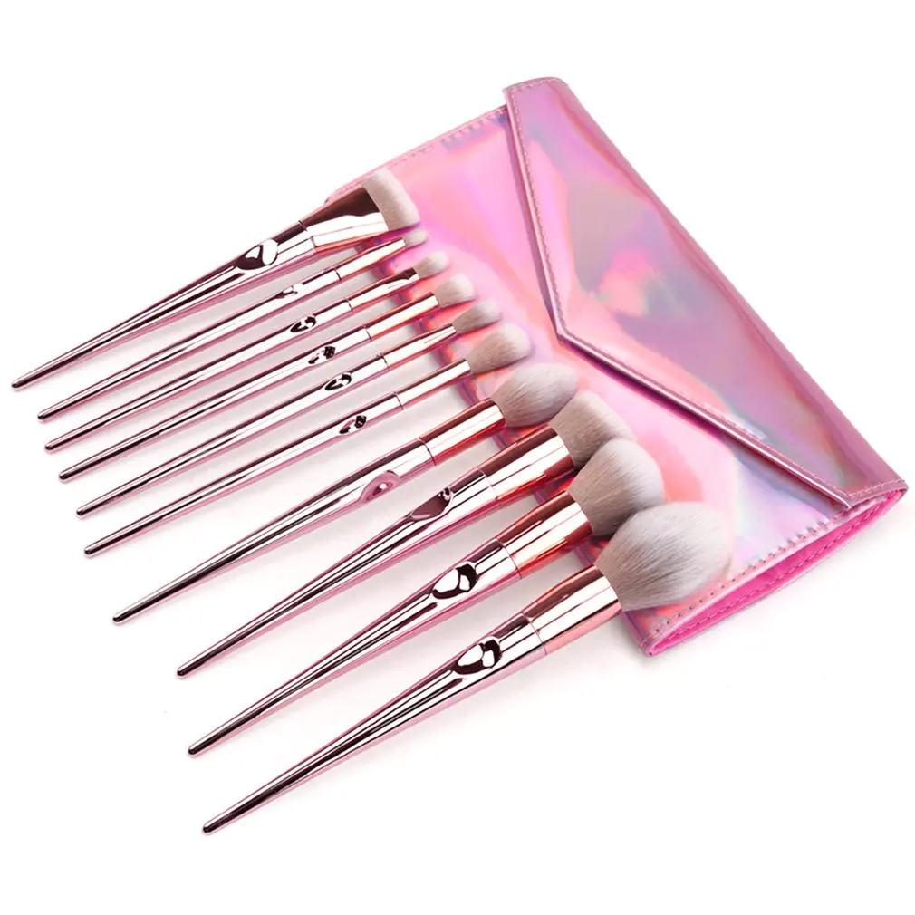 10 кистей для макияжа влажного и дикого розовый лазерный пакет набор с большим