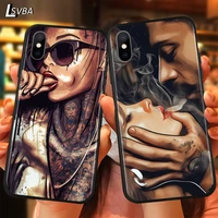 sexy sleeve tattoo girl luxury anti fall phone case for iphone 11 pro xs max x xr 6s 6 7 8 plus 5s soft back cover