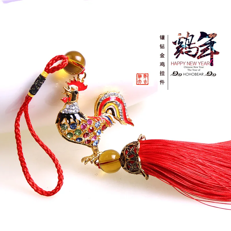 Золотой петушиный автомобиль со знаками Зодиака подвесные внутренние предметы