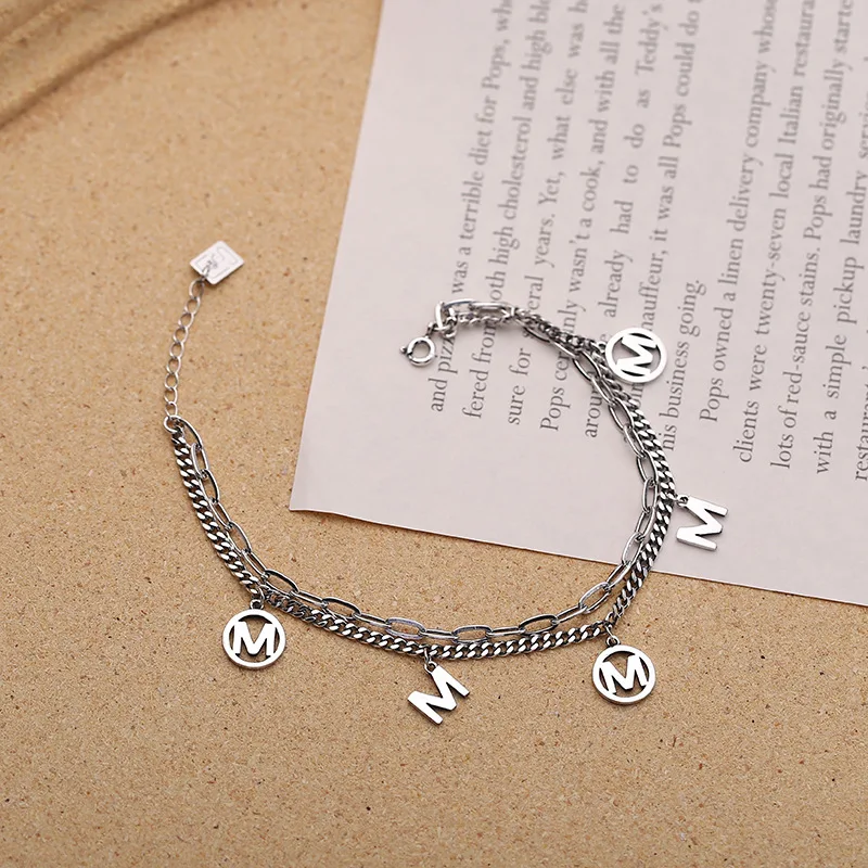 Винтажный Браслет Kinel серебро 925 пробы двухслойный браслет с буквами изящные