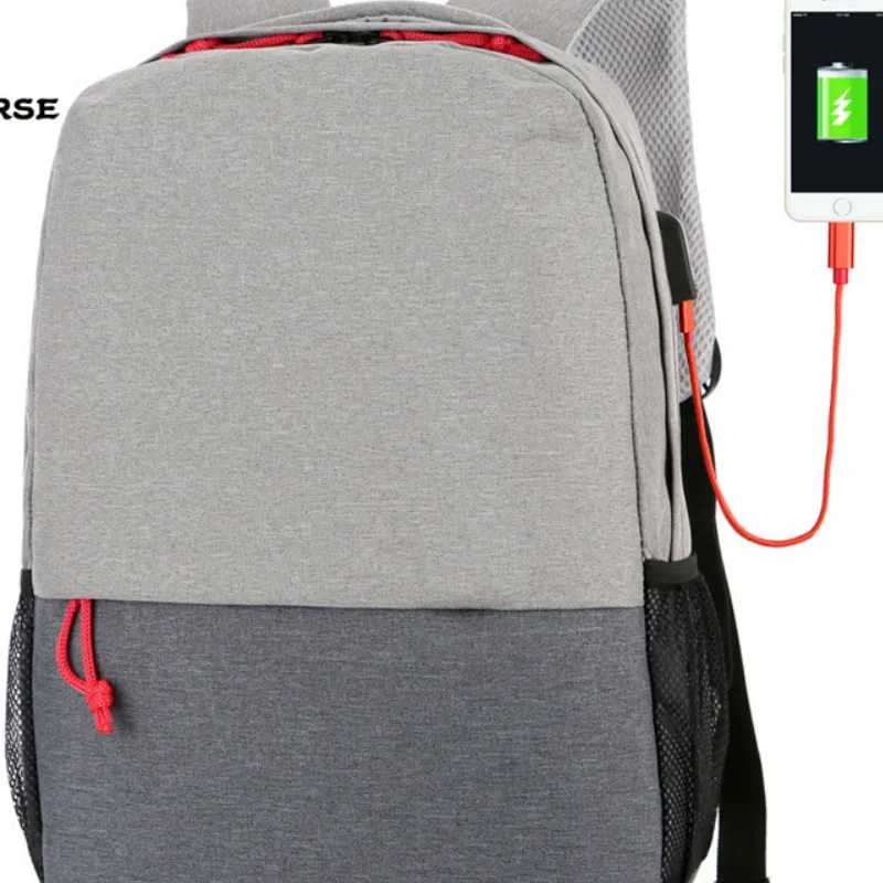 gray no zipper Осенний мужской и wo мужской рюкзак, USB зарядка, сумка через плечо для ноутбука, нейлоновый рюкзак для путешествий, школьный рюкзак для студентов - Цвет: gray no zipper