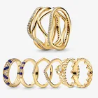 Оригинальное модное женское кольцо из искусственного серебра с золотистой короной и фианитом, Ювелирное Украшение на годовщину, подарочное кольцо с фианитом