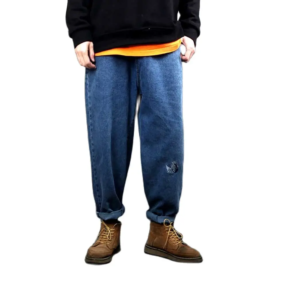 New Fashion Loose Baggy Hiphop Harem Jeans Men Casual Denim Pants Straight Trousers Streetwear Male Clothing