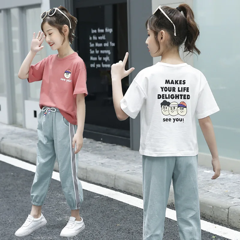 Kids Tracksuit For Girls Clothing Sets Summer Clothes Casual Sport Suit Outfit Teen Children 5 6 7 8 9 10 12 Year | Детская одежда и