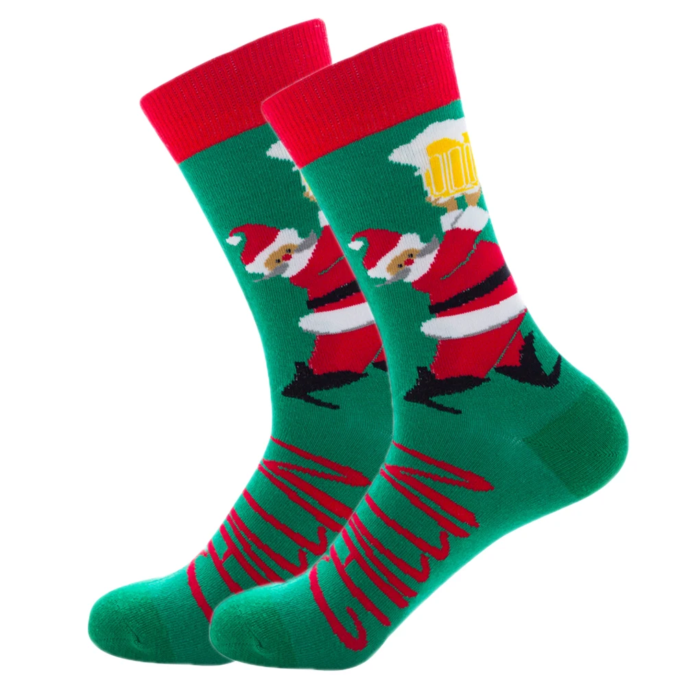 Santa Claus Quaslover, 1 пара, мужские цветные носки рождественские хлопковые Компрессионные носки зимние носки с изображением счастливых животных модные подарки для мужчин и детей - Цвет: Santa Claus