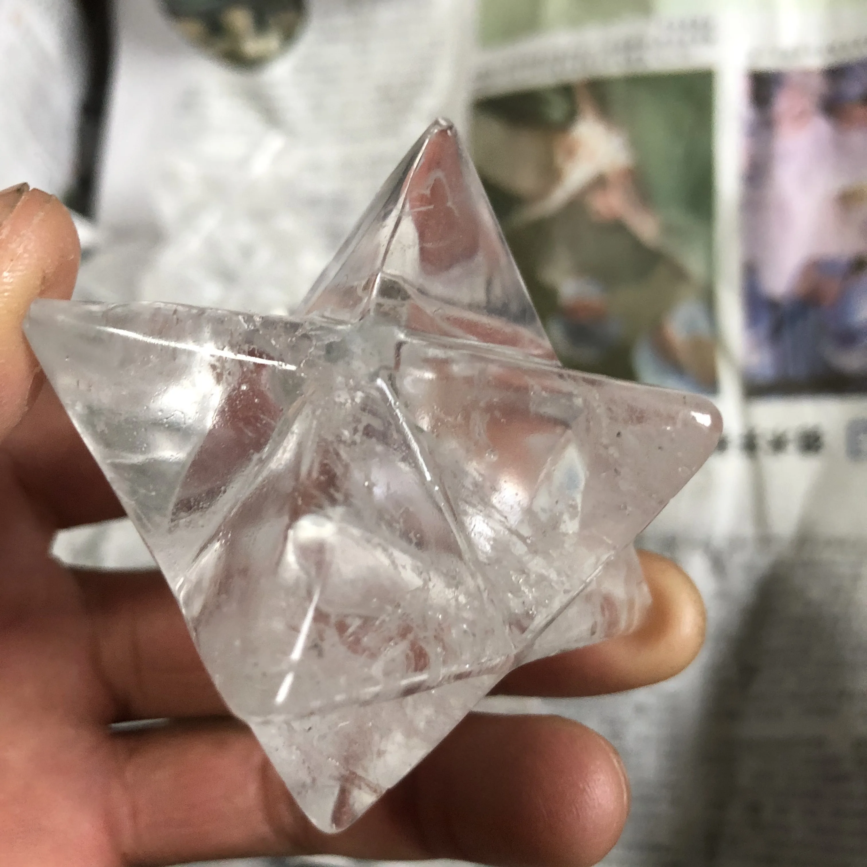 

Natural white crystal carving, caba