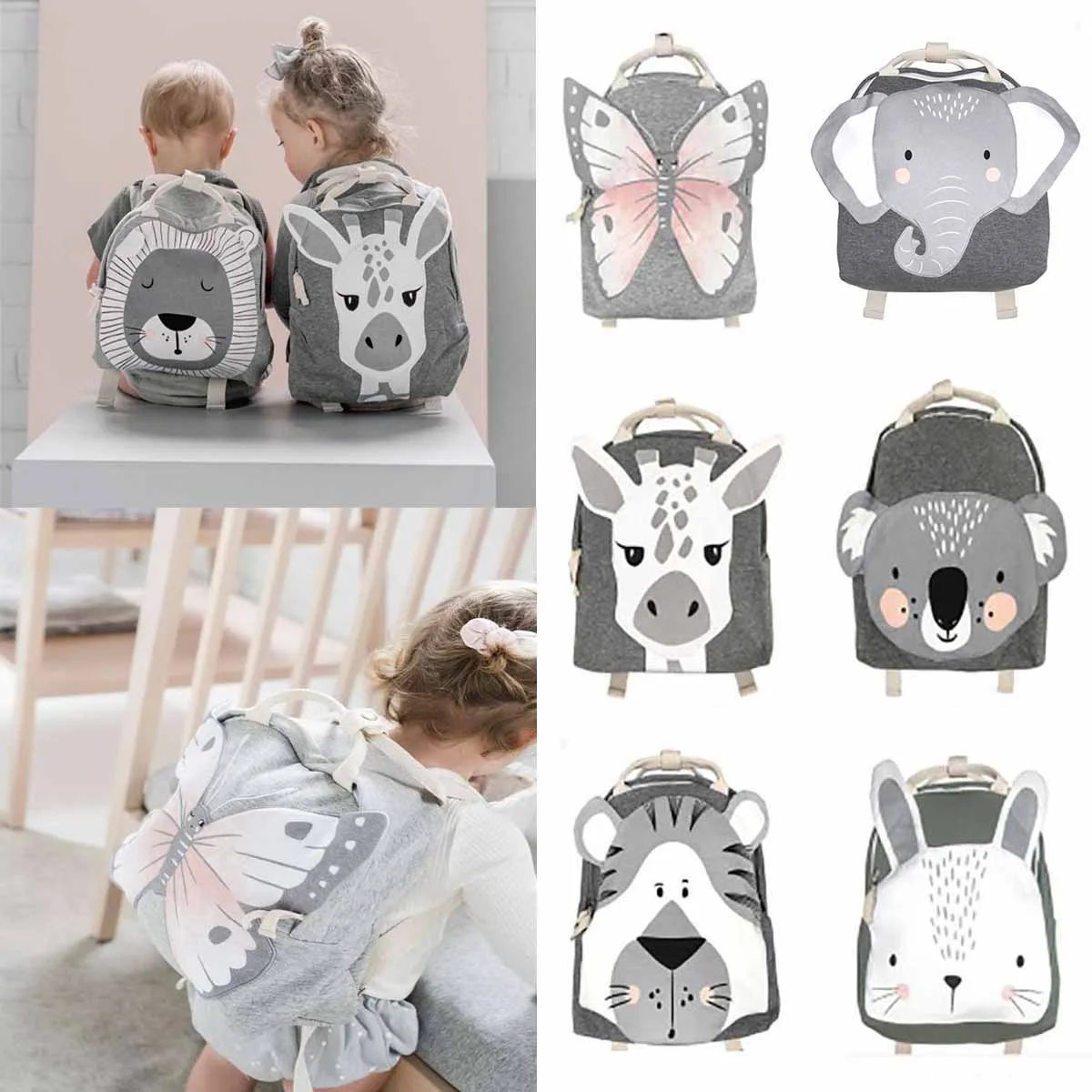 

Рюкзак для девочек и мальчиков, школьный, с мультяшными животными