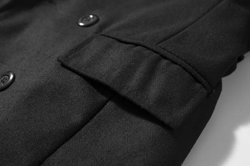 Тренч мужской осенне-зимний 2018 Новое поступление воротник-стойка двубортный