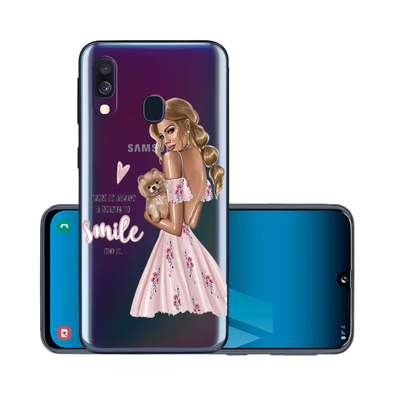 Модный мягкий чехол из ТПУ с рисунком супер мама девочка ребенок для Samsung A40 A 40