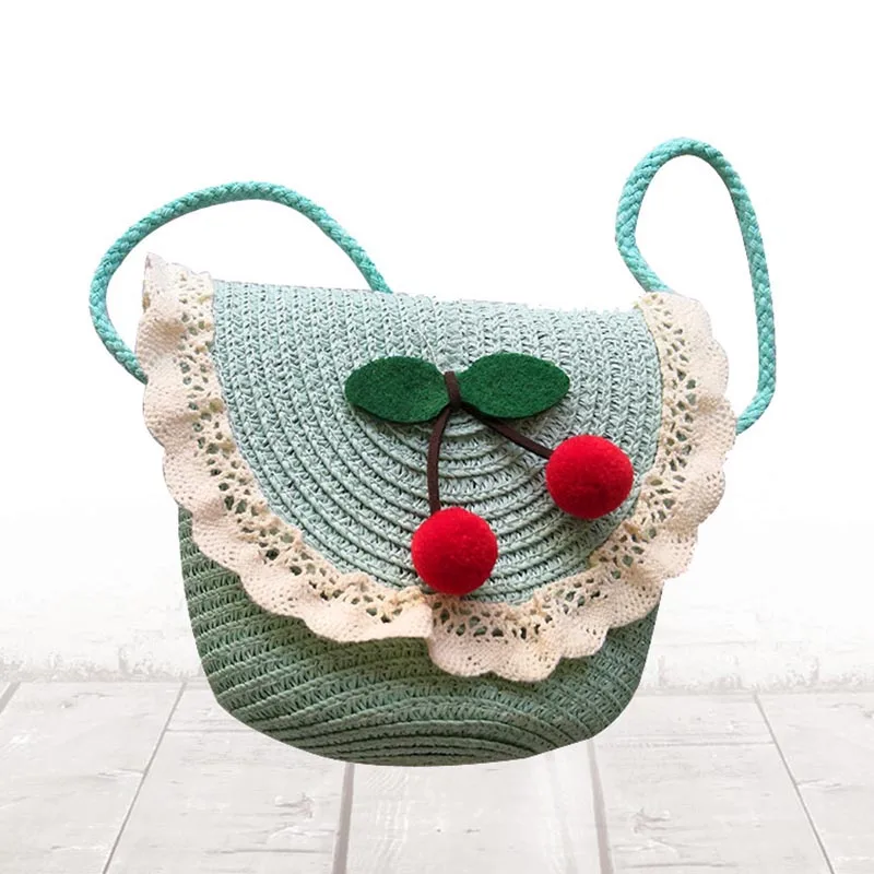 Новейшая летняя Детская сумка на плечо для девочек соломенная с вишневыми