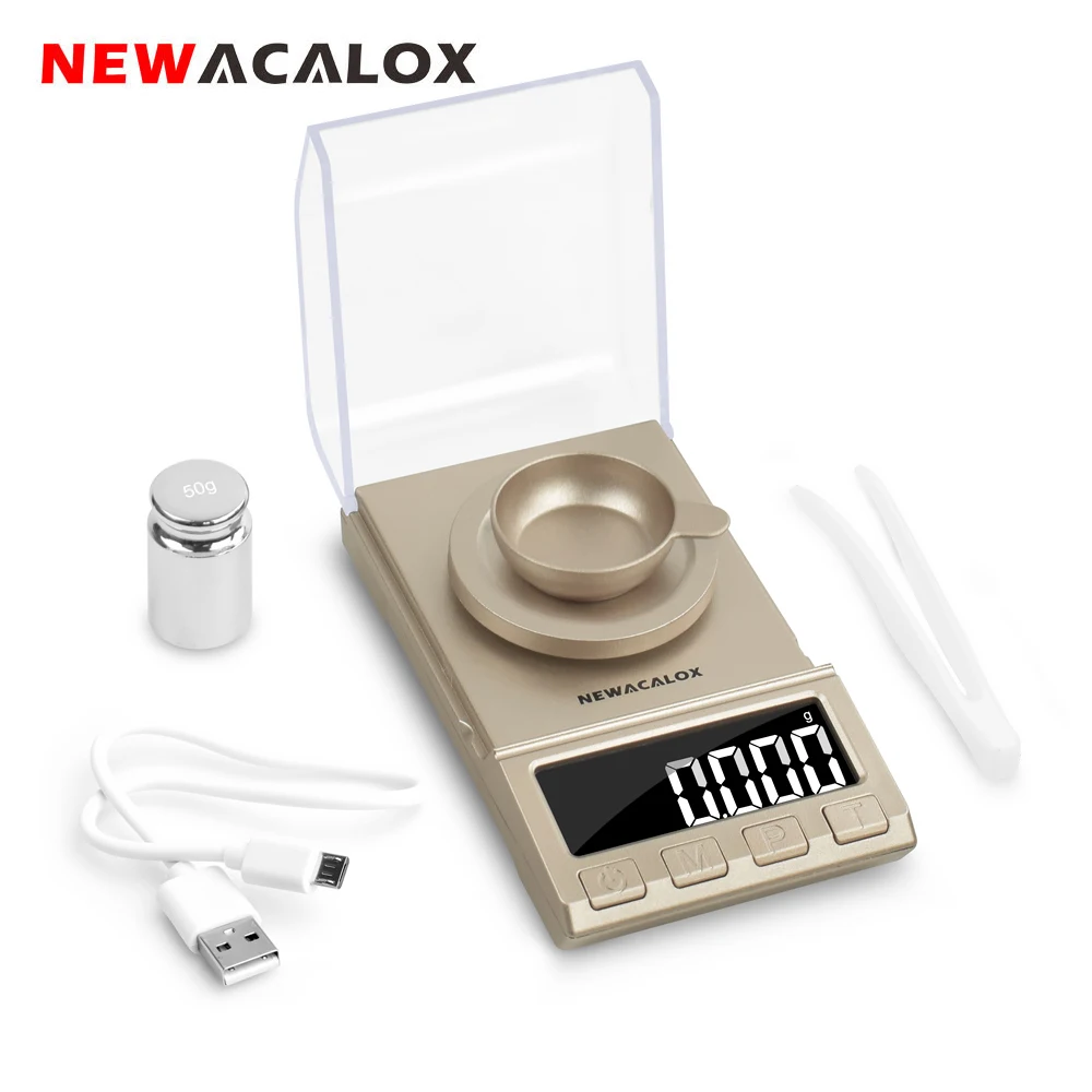 Весы NEWACALOX цифровые для ювелирных изделий, 50/0,001/100 г, USB-0