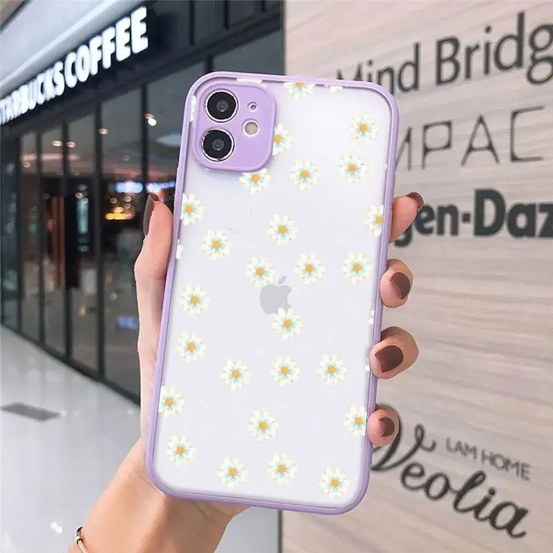 

Cute cartoon daisy flower Phone Case matte transparent For iphone 7 8 11 12 plus mini x xs xr pro max cover