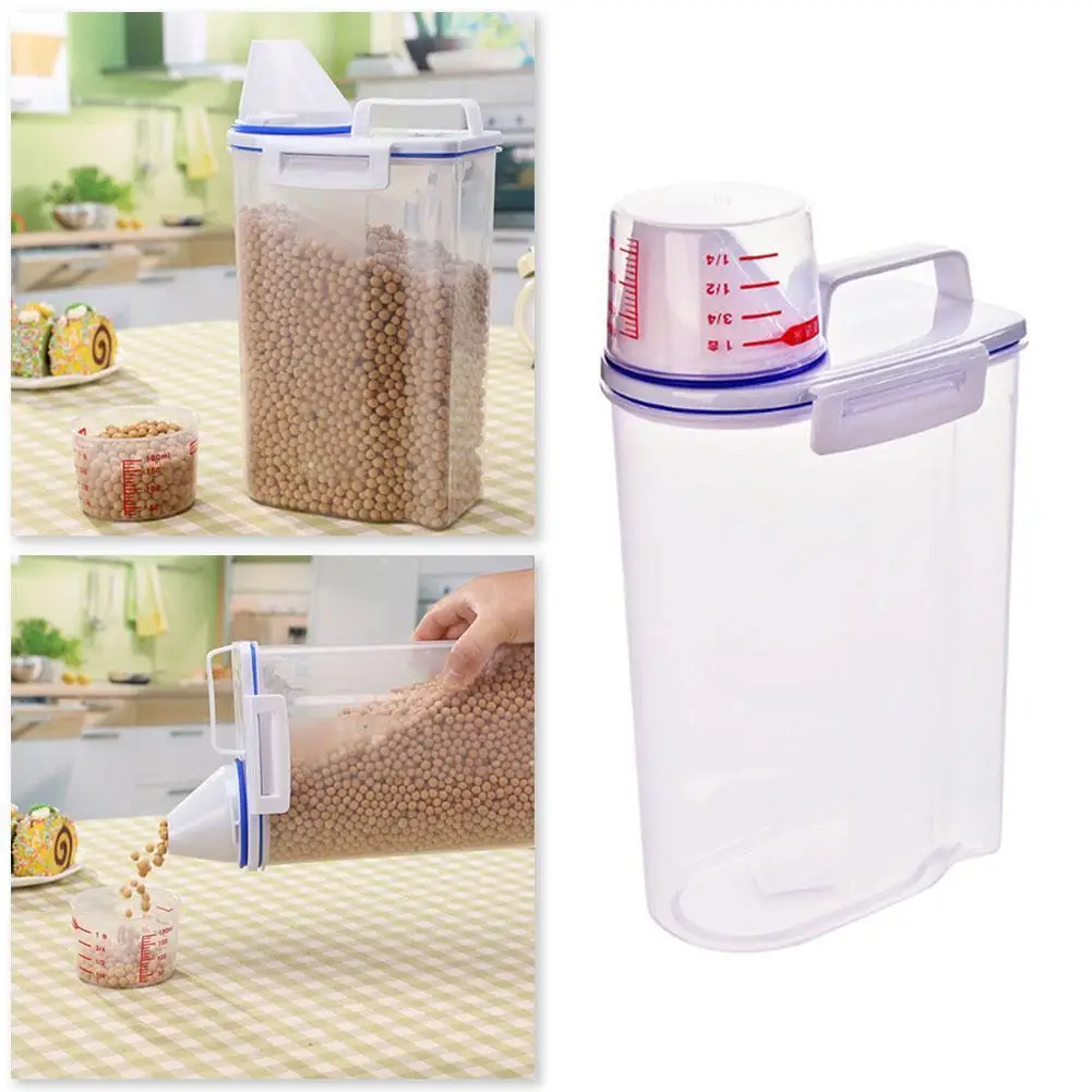 Cereal Container Storage Rice Bucket Large Food PP Clear Cup Lids Sugar Jar Flour box Silicon Airtight Dry Labels | Дом и сад