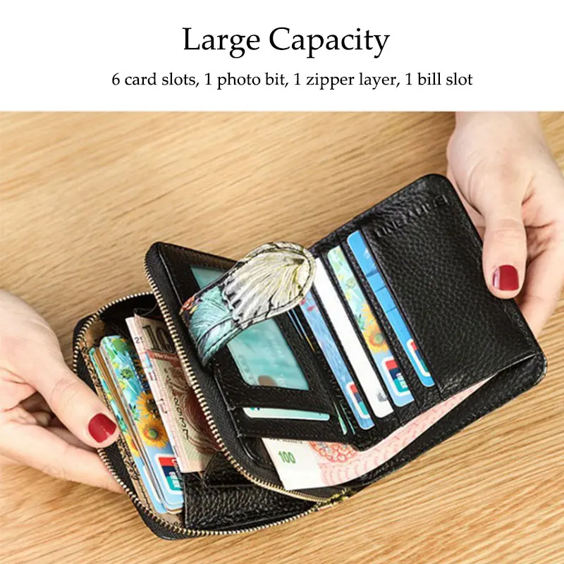 Складной женский кошелек из натуральной кожи с принтом животных мини клатч