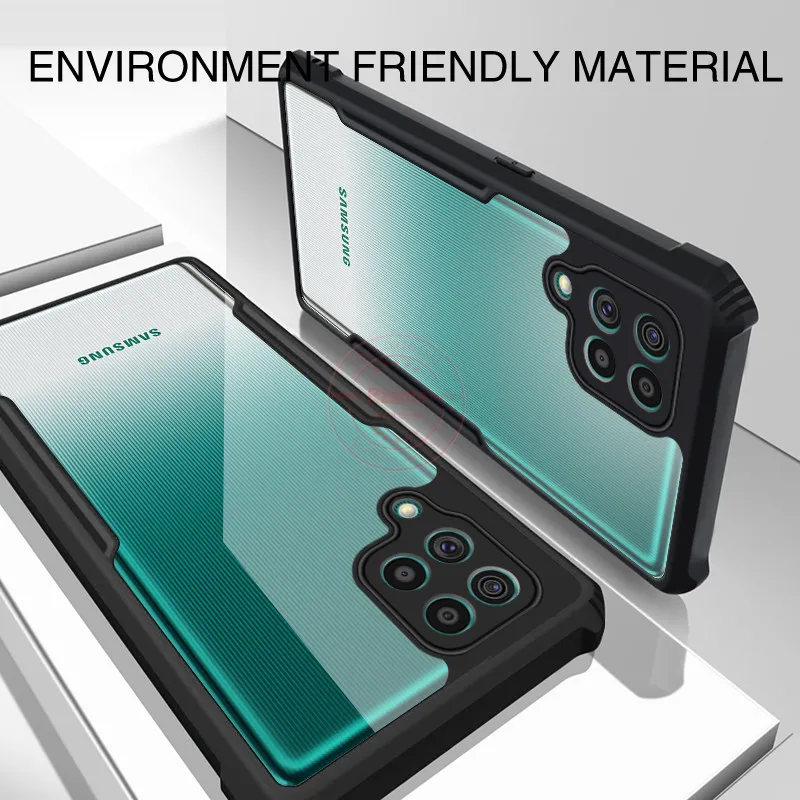 

Rzants For Samsung Galaxy M62 F62 M12 Hard Soft Casing Clear Cover Double Anti Drop Protection Armor Hard PC Back Phone Shell