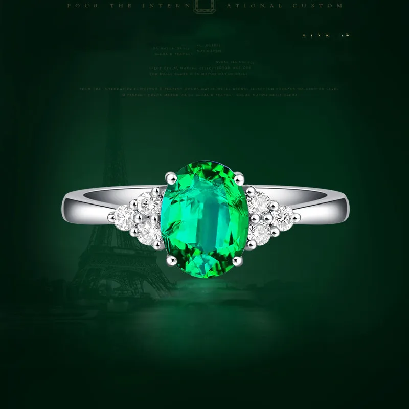 

Inlaid Zircon Live Mouth Ring Natural Emerald Green Colored Gemstone Opening Adjustable Ring Female